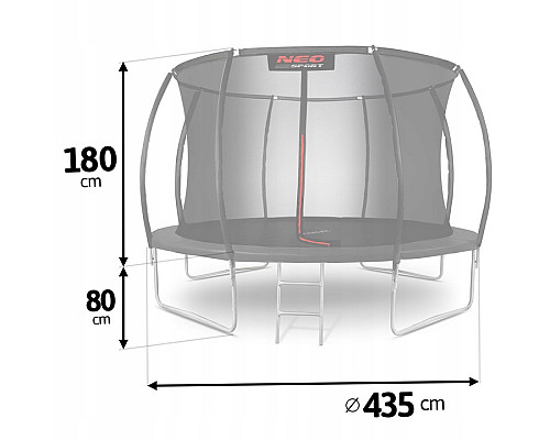 Батут Neo-Sport NS-14C231 із внутрішньою сіткою 14 футів 435 см, чорний
