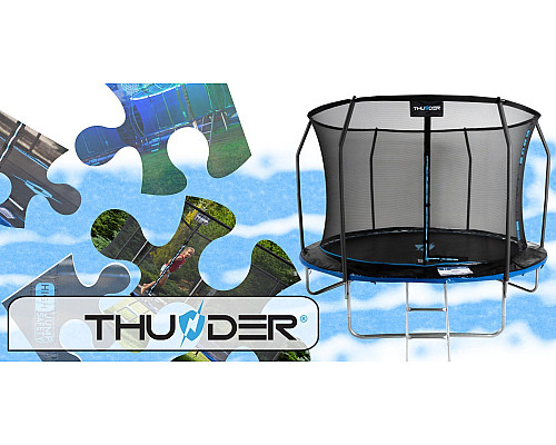 Батут THUNDER INSIDE ELITE з внутрішньою сіткою 14 футів 435 см чорно-блакитний
