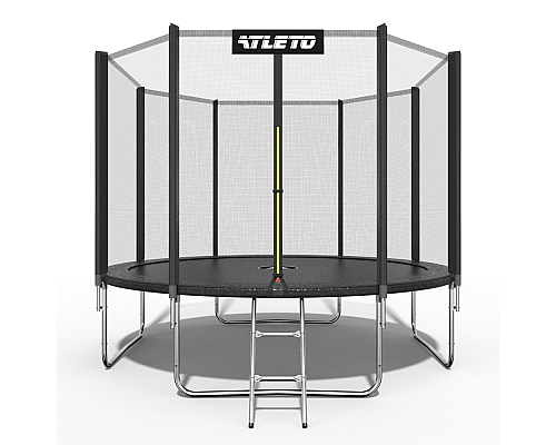 Батут Atleto 42400459 з зовнішньою сіткою 374 см чорний