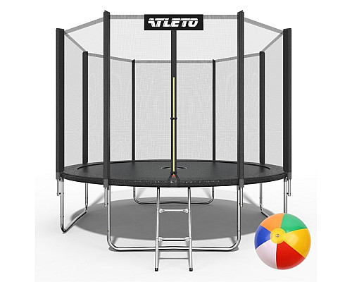 Батут Atleto 42400459 з зовнішньою сіткою 374 см чорний