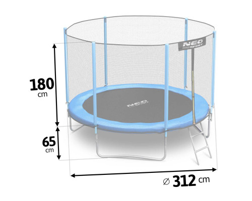 Батут садовий 10 футів/ 312 см з сіткою та драбинкою Neo-Sport