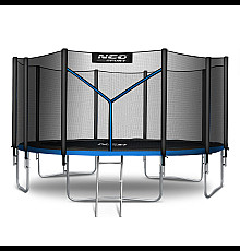 Батут Neo-Sport NS-15Z221 з зовнішньою сіткою 15 футів 465 см, чорно-синій