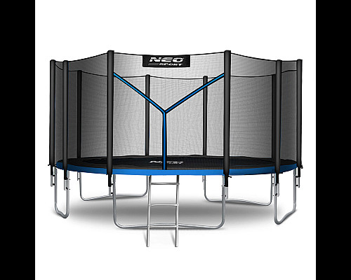 Батут Neo-Sport NS-15Z221 з зовнішньою сіткою 15 футів 465 см, чорно-синій