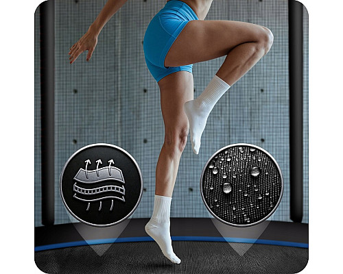 Батут Neo-Sport NS-15Z221 з зовнішньою сіткою 15 футів 465 см, чорно-синій