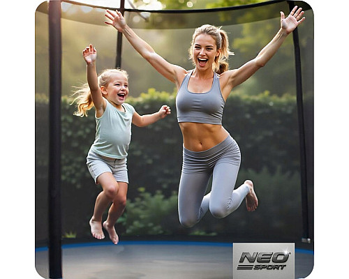 Батут Neo-Sport NS-15Z221 з зовнішньою сіткою 15 футів 465 см, чорно-синій