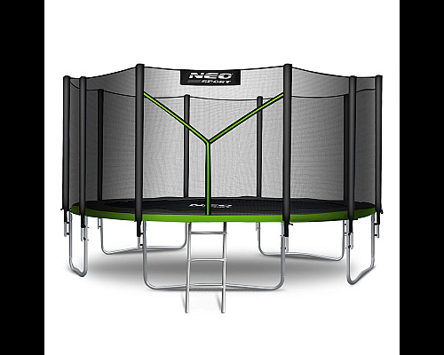 Батут Neo-Sport NS-15Z231 з зовнішньою сіткою 15 футів 465 см, чорно-зелений