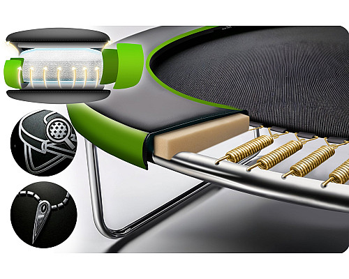Батут Neo-Sport NS-15Z231 з зовнішньою сіткою 15 футів 465 см, чорно-зелений