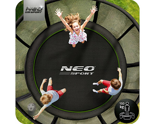 Батут Neo-Sport NS-15Z231 з зовнішньою сіткою 15 футів 465 см, чорно-зелений
