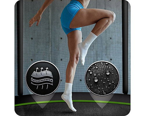 Батут Neo-Sport NS-15Z231 з зовнішньою сіткою 15 футів 465 см, чорно-зелений