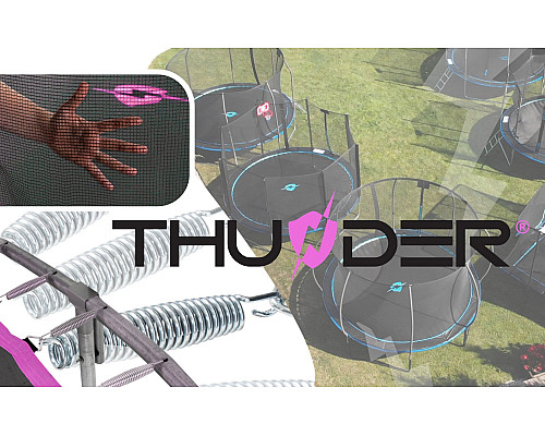 Батут THUNDER OUTSIDE PRO з зовнішньою сіткою 16 футів 488 см чорно-рожевий