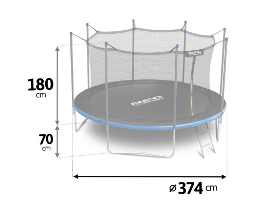 Батут садовий 12 футів/ 374 см з сіткою та драбинкою Neo-Sport