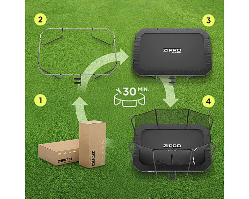 Батут Zipro Jump Pro Quadro з внутрішньою сіткою 8 x 14 футів 427 x 244 см чорний