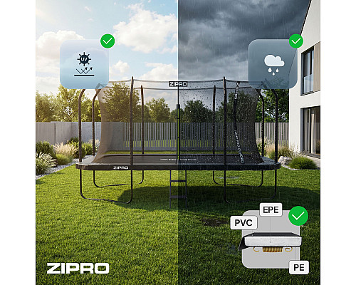 Батут Zipro Jump Pro Quadro з внутрішньою сіткою 8 x 14 футів 427 x 244 см чорний