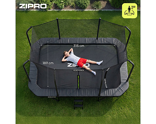 Батут Zipro Jump Pro Quadro з внутрішньою сіткою 8 х 12 футів 366 x 244 см чорний