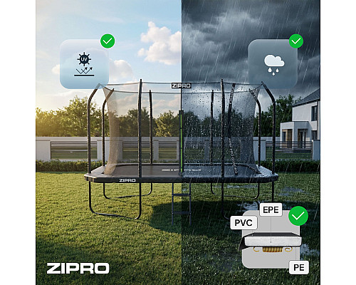 Батут Zipro Jump Pro Quadro з внутрішньою сіткою 8 х 12 футів 366 x 244 см чорний