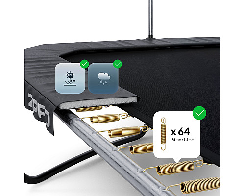 Батут Zipro Jump Pro Quadro з внутрішньою сіткою 8 х 12 футів 366 x 244 см чорний