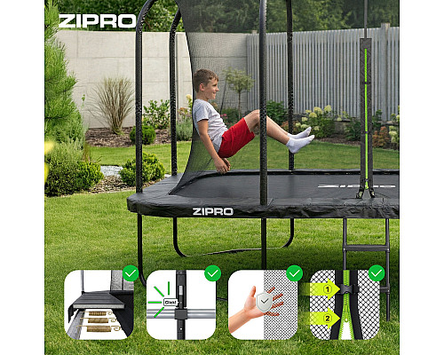 Батут Zipro Jump Pro Quadro з внутрішньою сіткою 8 х 12 футів 366 x 244 см чорний
