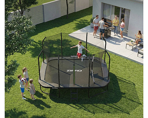 Батут Zipro Jump Pro Quadro з внутрішньою сіткою 8 х 12 футів 366 x 244 см чорний