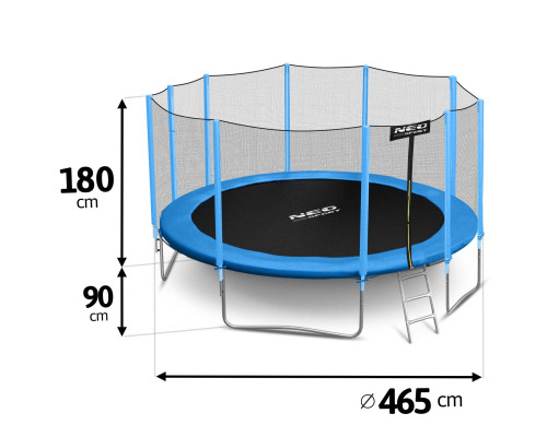 Батут садовий 15футів/ 465 см з сіткою та драбиною Neo-Sport