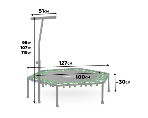 Батут для фітнесу з ручкою 127 см Neo-Sport шестикутний зелений
