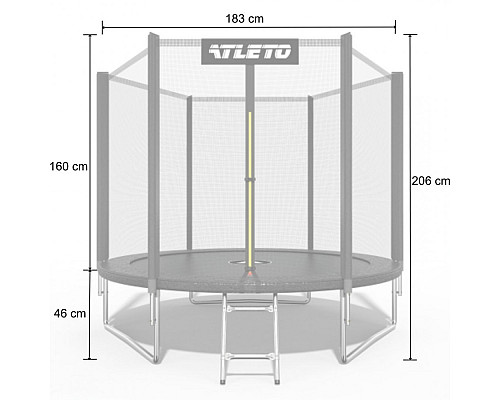 Батут Atleto 42400455 із зовнішньою сіткою 183 см чорний