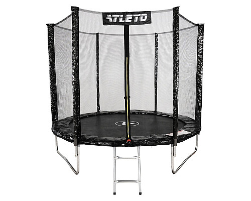 Батут Atleto 42400455 із зовнішньою сіткою 183 см чорний
