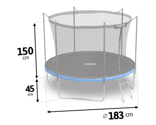 Батут садовий 6 футів/183 см з сіткою та драбинкою Neo-Sport