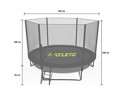 Батут Atleto 42400582 з зовнішньою сіткою 252 см чорний Батут Atleto 42400582 з зовнішньою сіткою 252 см чорний