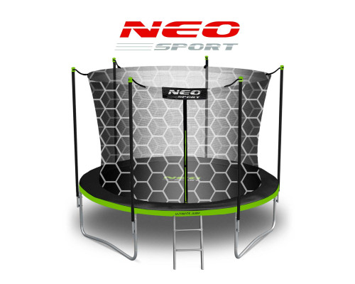 Батут Neo-Sport з внутрішньою сіткою 8 футів 252 см чорно-зелений