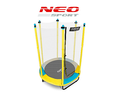 Батут Neo-Sport з внутрішньою сіткою 4,5 футів 140 см жовтий