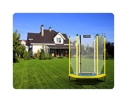 Батут Neo-Sport з внутрішньою сіткою 4,5 футів 140 см жовтий