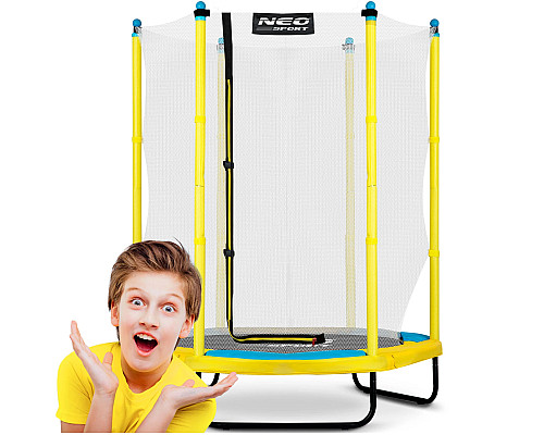 Батут Neo-Sport з внутрішньою сіткою 4,5 футів 140 см жовтий