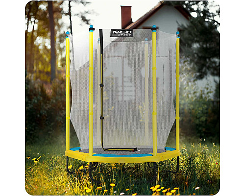 Батут Neo-Sport з внутрішньою сіткою 4,5 футів 140 см жовтий