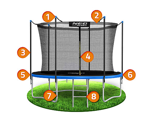 Батут Neo-Sport з внутрішньою сіткою 8 футів 252 см чорно-синій