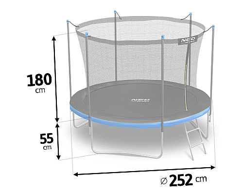 Батут Neo-Sport з внутрішньою сіткою 8 футів 252 см чорно-синій