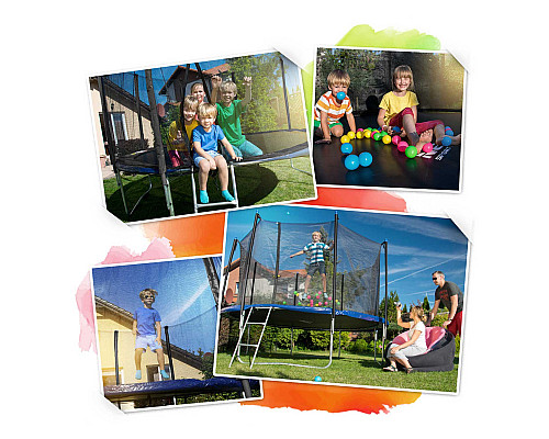 Батут Neo-Sport з внутрішньою сіткою 8 футів 252 см чорно-синій