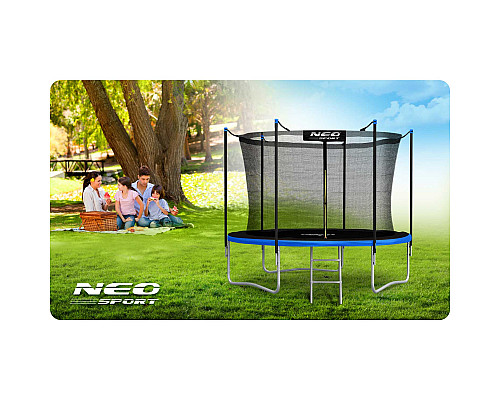 Батут Neo-Sport з внутрішньою сіткою 8 футів 252 см чорно-синій