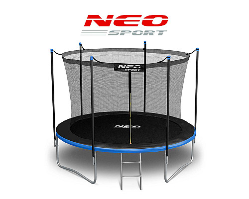 Батут Neo-Sport з внутрішньою сіткою 8 футів 252 см чорно-синій