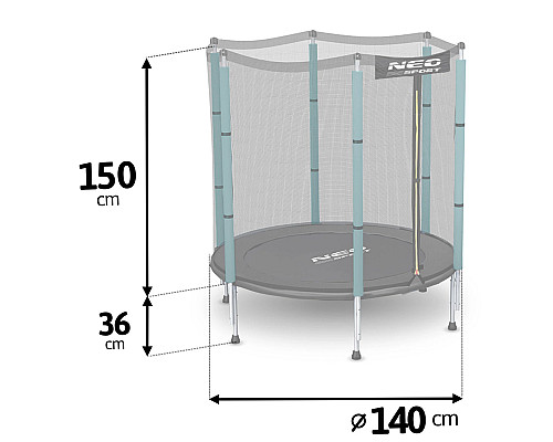 Батут Neo-Sport з зовнішньою сіткою 4,5 футів 140 см зелений