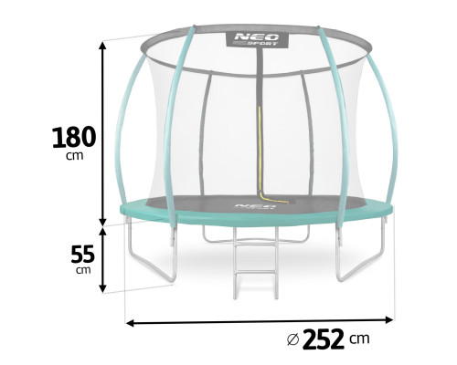 Батут садовий профільований 8 футів/252 см з внутрішньою сіткою Neo-Sport