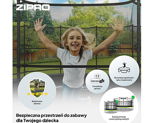 Батут Zipro Jump Pro з внутрішньою сіткою 6 футів 183 см чорно-зелений