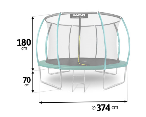 Батут садовий профільований 12 футів/ 374 см з сіткою Neo-Sport