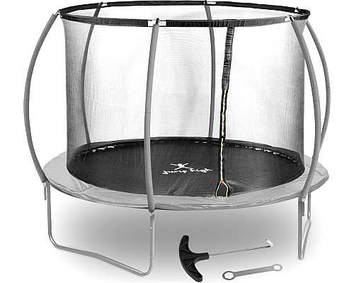 Батут Gymrex GR-TR02 з внутрішньою сіткою 10 футів 305 см чорно-сірий