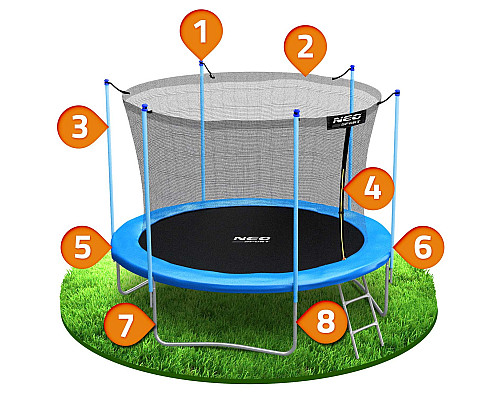Батут Neo-Sport NS-08W181 з внутрішньою сіткою 8,5 футів 252 см блакитний