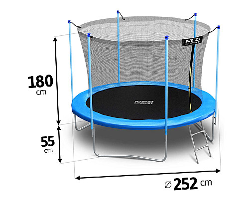 Батут Neo-Sport NS-08W181 з внутрішньою сіткою 8,5 футів 252 см блакитний