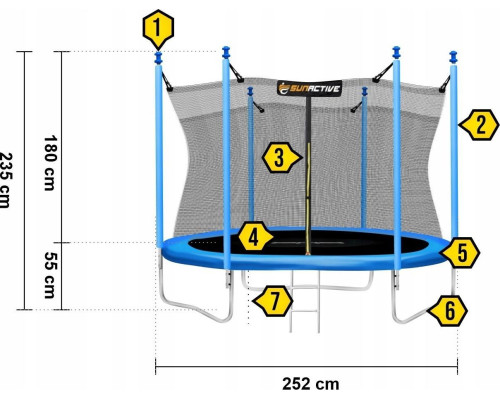 Садовий батут SunActive TR 8FT-2 з внутрішньою сіткою 8 FT 252 см