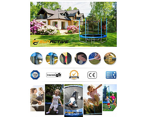 Батут SunActive TR 8FT-2 з внутрішньою сіткою 8 футів 252 см блакитний