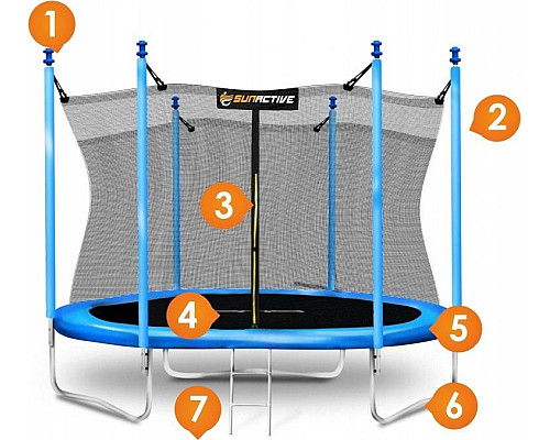 Батут SunActive TR 12FT-2 з внутрішньою сіткою 12 футів 374 см блакитний