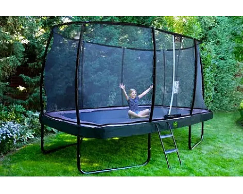 Батут EXIT Elegant Premium прямокутний 244 х 427 см - чорно-зелений