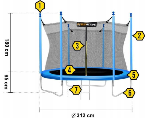 Садовий батут SunActive TR 10FT-2 з внутрішньою сіткою 10 FT 312 см